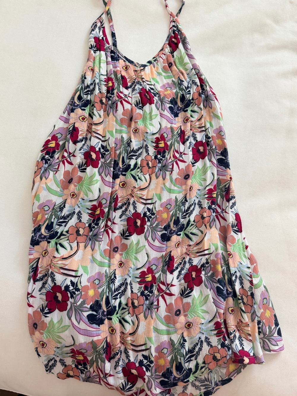 Roxy Floral Print Strappy Summer Skirt - White/Multi